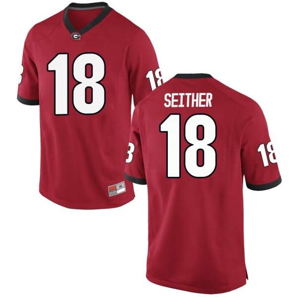 Men's Georgia Bulldogs #18 Brett Seither Red Game College NCAA Football Jersey UBW28M6I