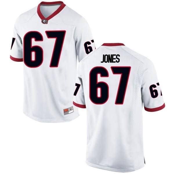 Men's Georgia Bulldogs #67 Caleb Jones White Replica College NCAA Football Jersey WIM82M7A