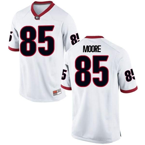 Men's Georgia Bulldogs #85 Cameron Moore White Replica College NCAA Football Jersey YYZ58M7C