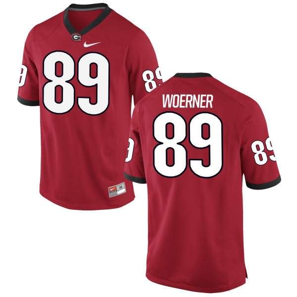 Men's Georgia Bulldogs #89 Charlie Woerner Red Replica College NCAA Football Jersey XYE74M2P