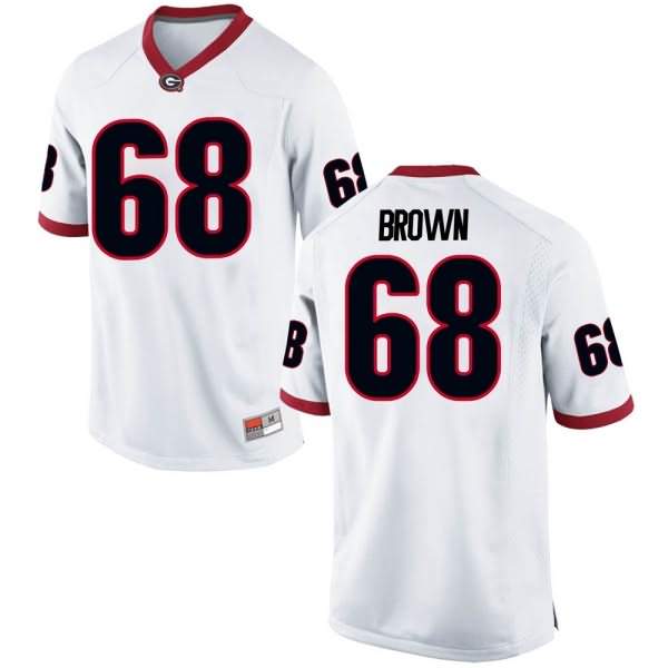 Men's Georgia Bulldogs #68 Chris Brown White Game College NCAA Football Jersey TXJ56M7I