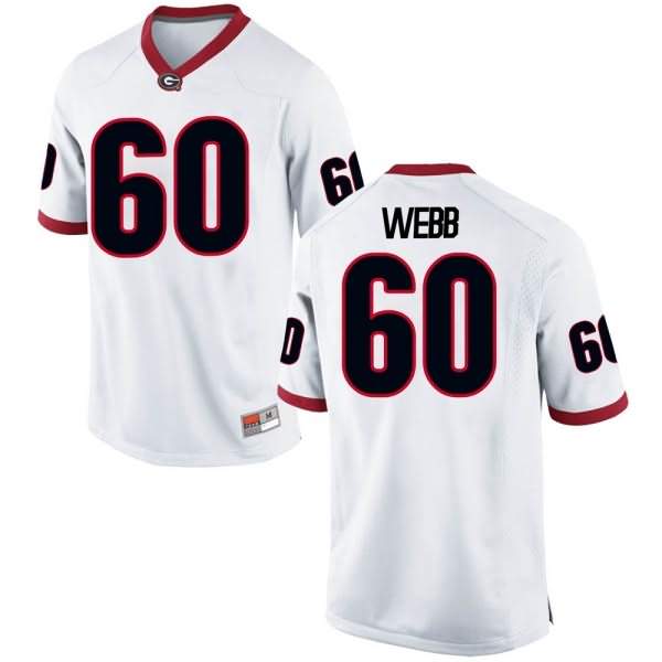 Men's Georgia Bulldogs #60 Clay Webb White Replica College NCAA Football Jersey JFU07M7J