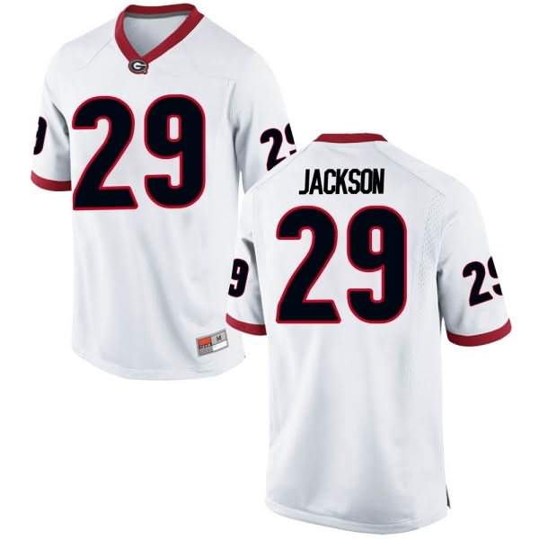 Men's Georgia Bulldogs #29 Darius Jackson White Replica College NCAA Football Jersey DGZ63M4X