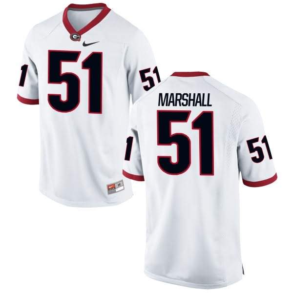 Men's Georgia Bulldogs #51 David Marshall White Replica College NCAA Football Jersey AQC65M2W