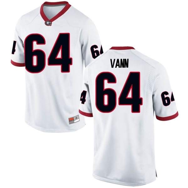 Men's Georgia Bulldogs #64 David Vann White Replica College NCAA Football Jersey DRQ02M2H