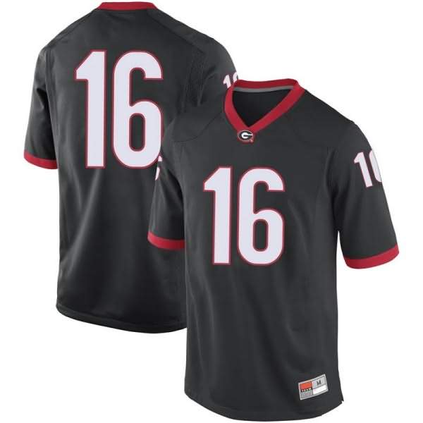 Men's Georgia Bulldogs #16 Demetris Robertson Black Replica College NCAA Football Jersey TSJ15M0H