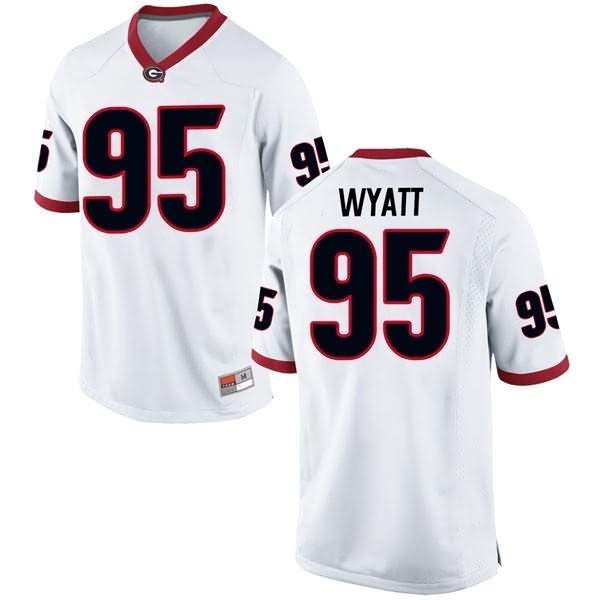 Men's Georgia Bulldogs #95 Devonte Wyatt White Replica College NCAA Football Jersey EYJ33M1B