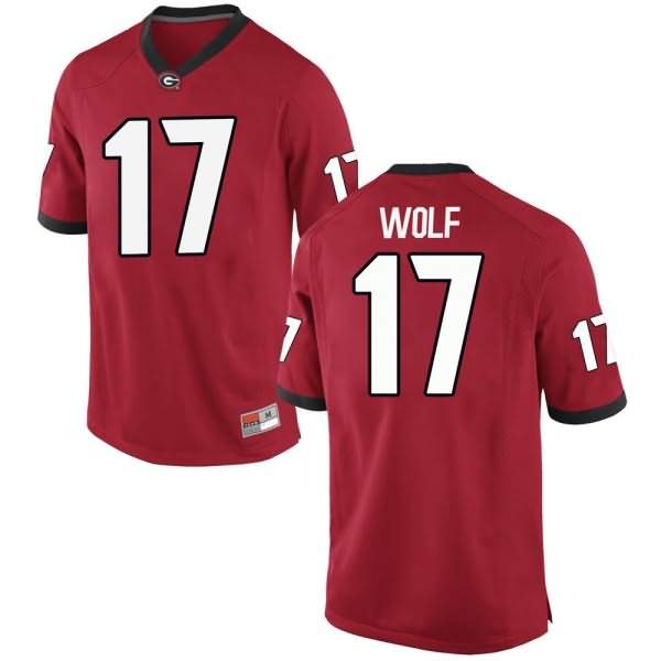 Men's Georgia Bulldogs #17 Eli Wolf Red Game College NCAA Football Jersey HLY25M3N