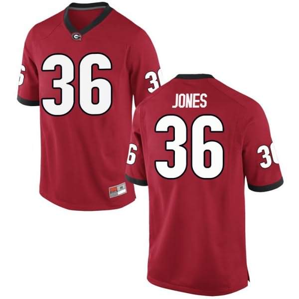 Men's Georgia Bulldogs #36 Garrett Jones Red Replica College NCAA Football Jersey VUM03M5K