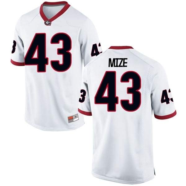 Men's Georgia Bulldogs #43 Isaac Mize White Replica College NCAA Football Jersey BRJ03M6B