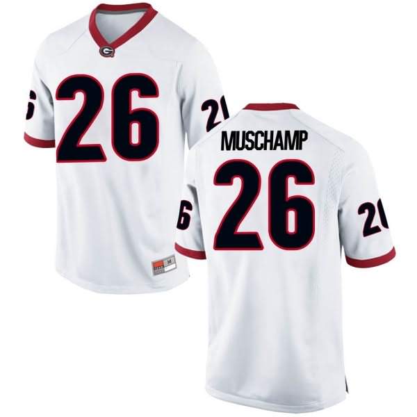 Men's Georgia Bulldogs #26 Jackson Muschamp White Game College NCAA Football Jersey DID36M1Z