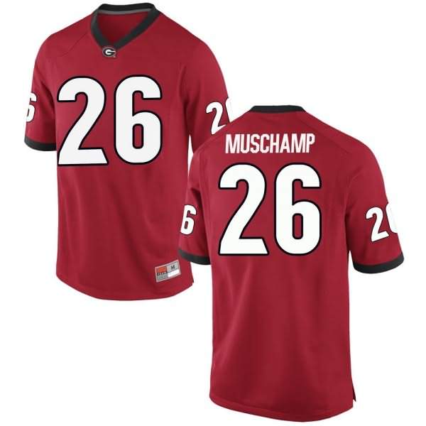 Men's Georgia Bulldogs #26 Jackson Muschamp Red Replica College NCAA Football Jersey VDI26M7J