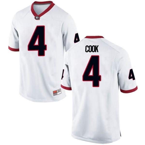 Men's Georgia Bulldogs #4 James Cook White Replica College NCAA Football Jersey JNO01M5O