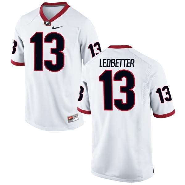 Men's Georgia Bulldogs #13 Jonathan Ledbetter White Game College NCAA Football Jersey ZZK18M4X