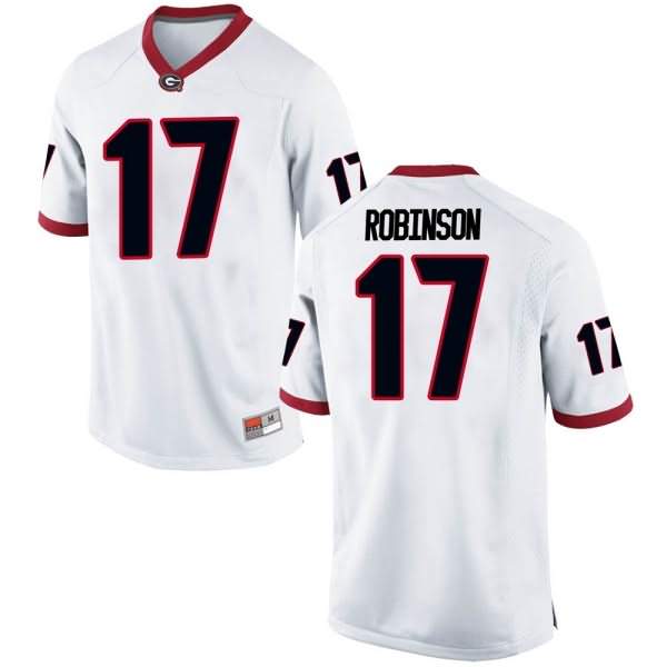 Men's Georgia Bulldogs #17 Justin Robinson White Replica College NCAA Football Jersey PEA56M2Q