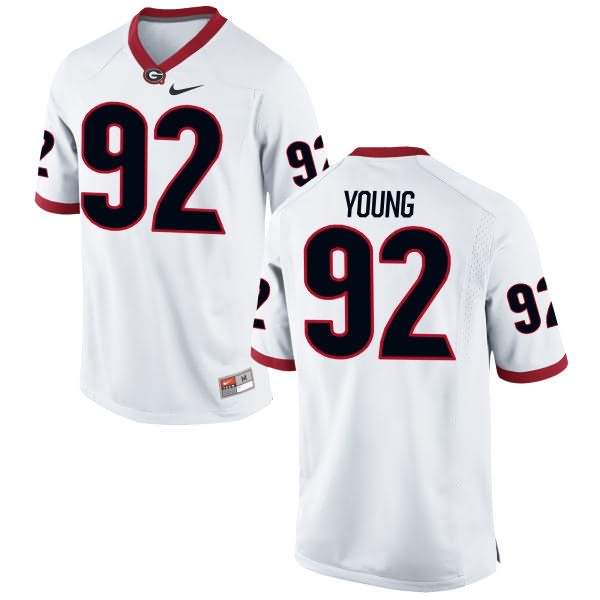 Men's Georgia Bulldogs #92 Justin Young White Replica College NCAA Football Jersey IZZ51M4S