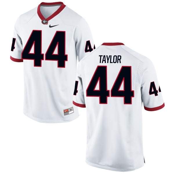 Men's Georgia Bulldogs #44 Juwan Taylor White Replica College NCAA Football Jersey EAR25M1I