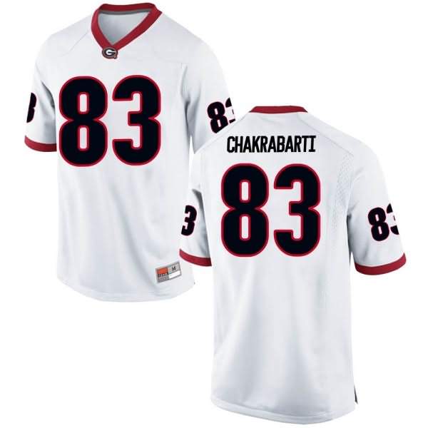 Men's Georgia Bulldogs #83 Kaustov Chakrabarti White Replica College NCAA Football Jersey JGU42M8T