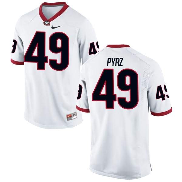 Men's Georgia Bulldogs #49 Koby Pyrz White Game College NCAA Football Jersey VJQ33M7G