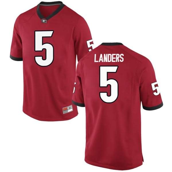 Men's Georgia Bulldogs #5 Matt Landers Red Replica College NCAA Football Jersey FVE32M0D