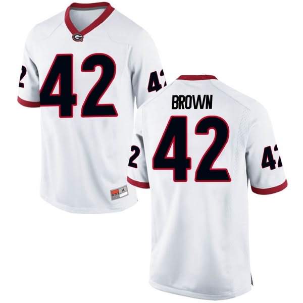 Men's Georgia Bulldogs #42 Matthew Brown White Game College NCAA Football Jersey ZMP66M5O