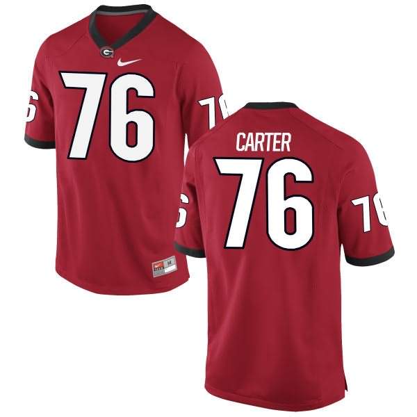 Men's Georgia Bulldogs #76 Michail Carter Red Replica College NCAA Football Jersey AHD08M4B