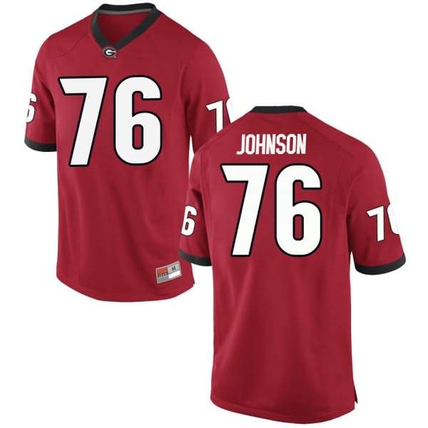 Men's Georgia Bulldogs #76 Miles Johnson Red Replica College NCAA Football Jersey BOQ02M2Y