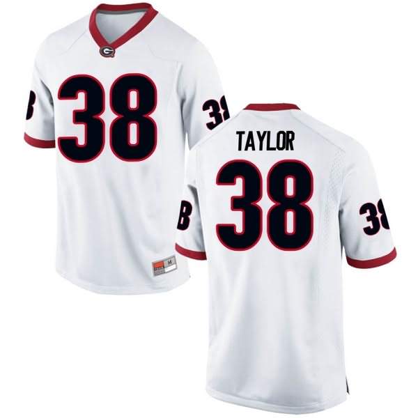 Men's Georgia Bulldogs #38 Patrick Taylor White Game College NCAA Football Jersey PVW54M5R