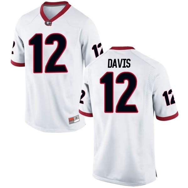 Men's Georgia Bulldogs #12 Rian Davis White Game College NCAA Football Jersey EQO61M1E