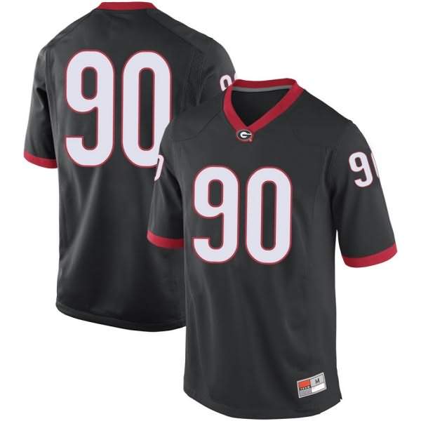 Men's Georgia Bulldogs #90 Tramel Walthour Black Game College NCAA Football Jersey BGF50M0B