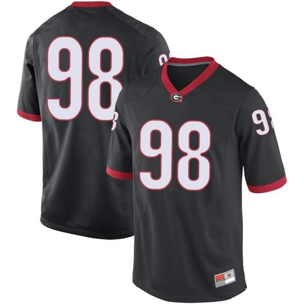 Men's Georgia Bulldogs #98 Tyler Malakius Black Game College NCAA Football Jersey ABA08M4F