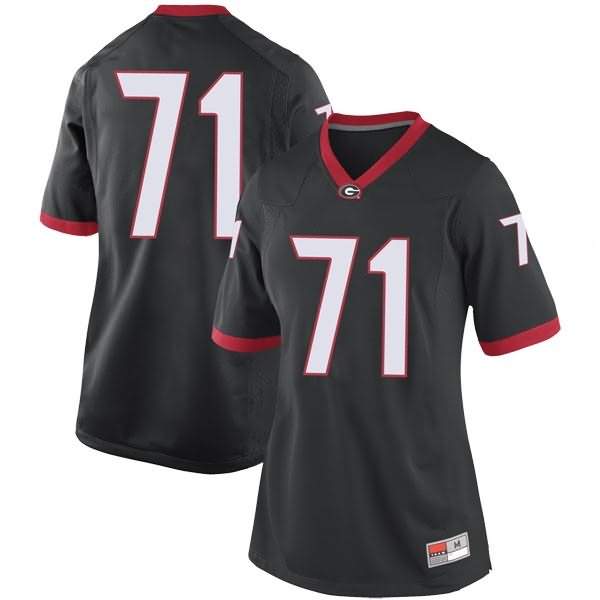 Women's Georgia Bulldogs #71 Andrew Thomas Black Replica College NCAA Football Jersey JPO38M1W