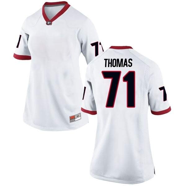 Women's Georgia Bulldogs #71 Andrew Thomas White Replica College NCAA Football Jersey AZR45M8E