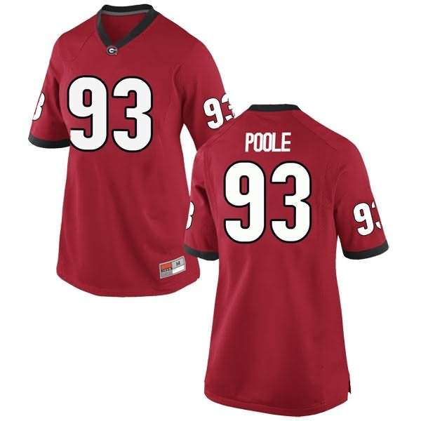 Women's Georgia Bulldogs #93 Antonio Poole Red Game College NCAA Football Jersey EIG85M3L