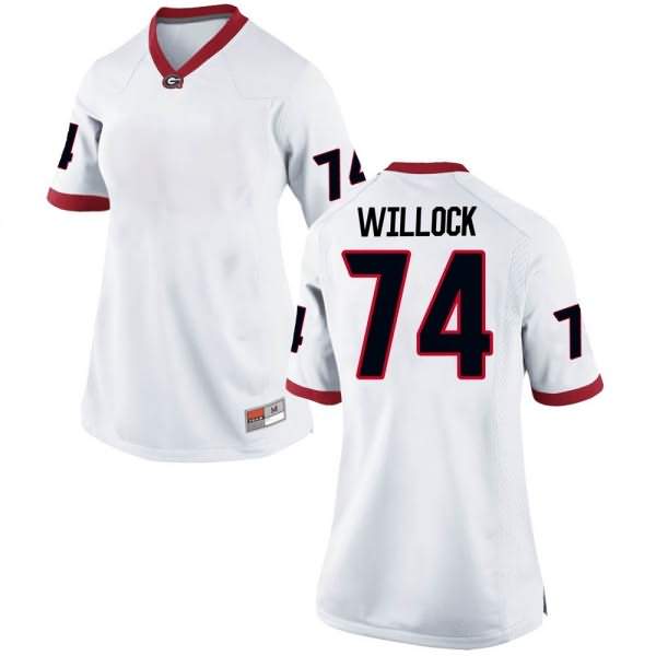 Women's Georgia Bulldogs #74 Ben Cleveland White Game College NCAA Football Jersey IUQ52M2Y