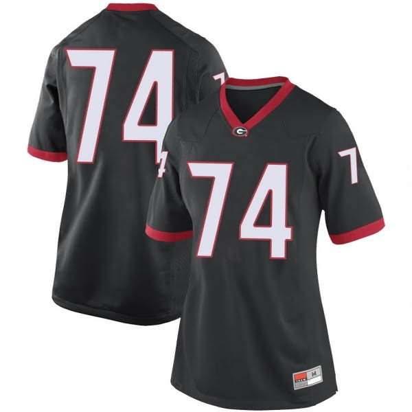 Women's Georgia Bulldogs #74 Ben Cleveland Black Replica College NCAA Football Jersey VHN58M4C