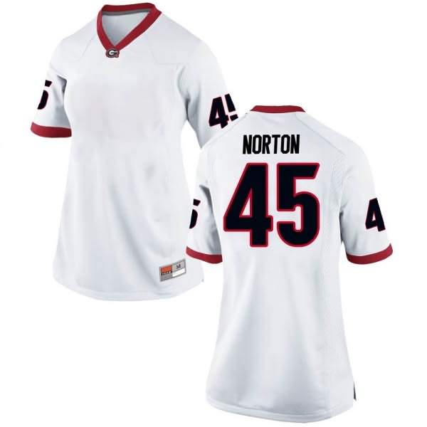 Women's Georgia Bulldogs #45 Bill Norton White Game College NCAA Football Jersey EZH27M1L