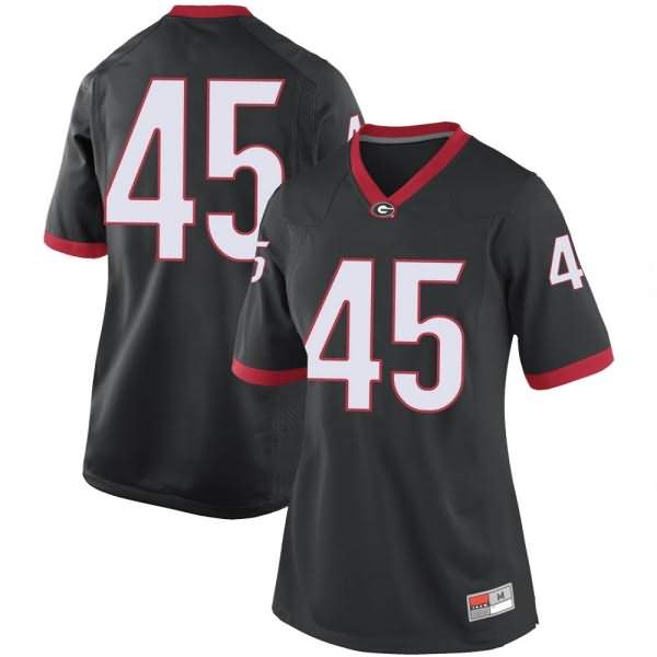 Women's Georgia Bulldogs #45 Bill Norton Black Replica College NCAA Football Jersey PMX11M3O