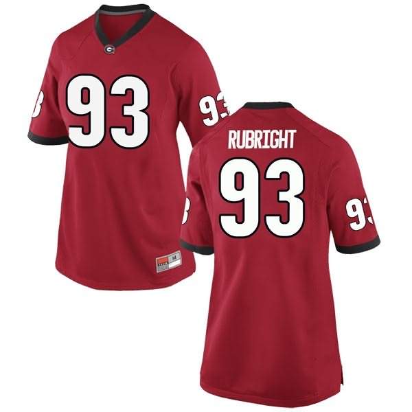 Women's Georgia Bulldogs #93 Bill Rubright Red Replica College NCAA Football Jersey ZNS17M3N