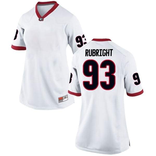 Women's Georgia Bulldogs #93 Bill Rubright White Replica College NCAA Football Jersey NHM24M6A