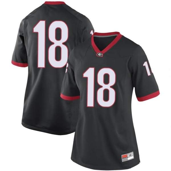 Women's Georgia Bulldogs #18 Brett Seither Black Replica College NCAA Football Jersey MUV65M3K