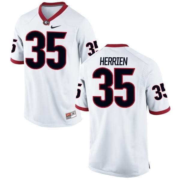 Women's Georgia Bulldogs #35 Brian Herrien White Game College NCAA Football Jersey PCU66M8F