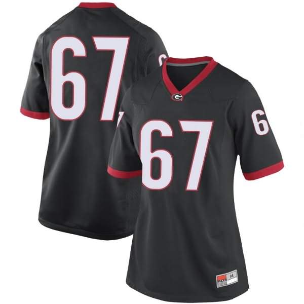 Women's Georgia Bulldogs #67 Caleb Jones Black Game College NCAA Football Jersey REO84M3F