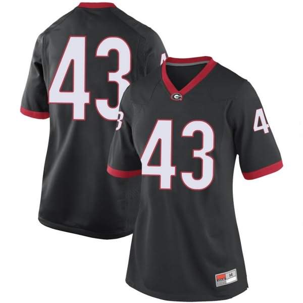 Women's Georgia Bulldogs #43 Chase Harof Black Replica College NCAA Football Jersey FZO07M2F