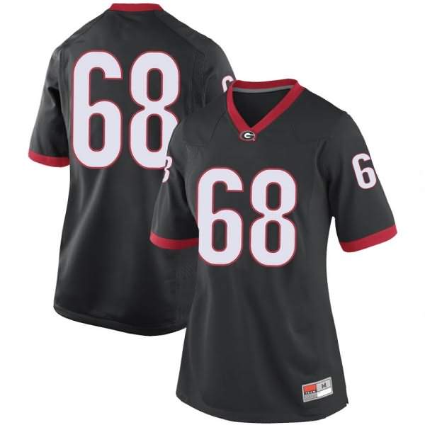 Women's Georgia Bulldogs #68 Chris Brown Black Replica College NCAA Football Jersey VBZ74M6J