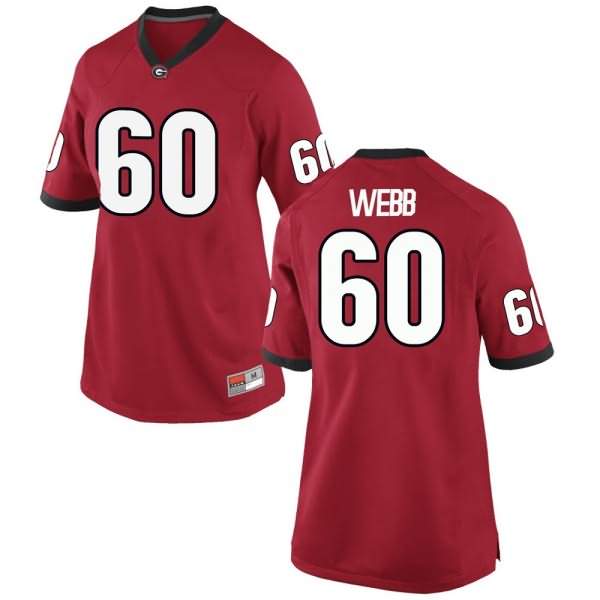 Women's Georgia Bulldogs #60 Clay Webb Red Game College NCAA Football Jersey NTE68M3I