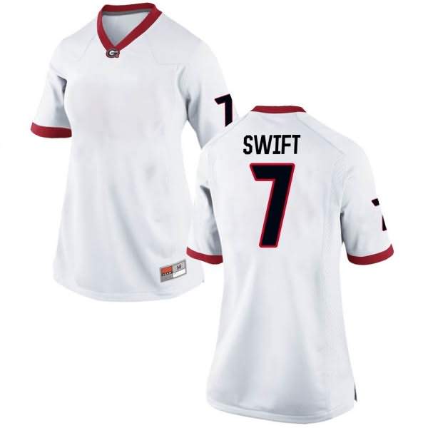 Women's Georgia Bulldogs #7 D'Andre Swift White Game College NCAA Football Jersey EDW46M8B