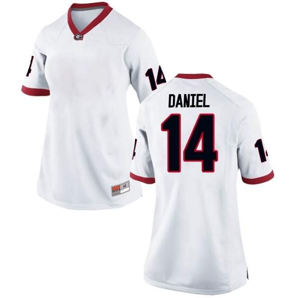 Women's Georgia Bulldogs #14 DJ Daniel White Game College NCAA Football Jersey RYG68M6T