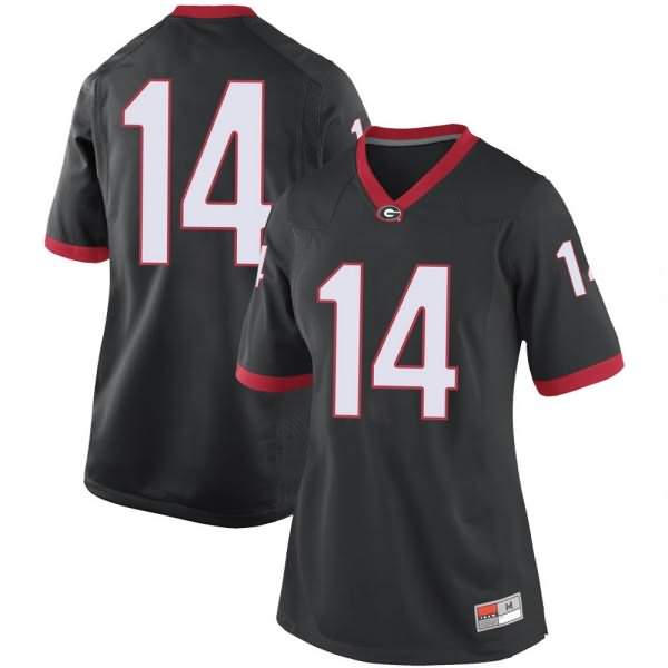 Women's Georgia Bulldogs #14 DJ Daniel Black Replica College NCAA Football Jersey RHD24M6I