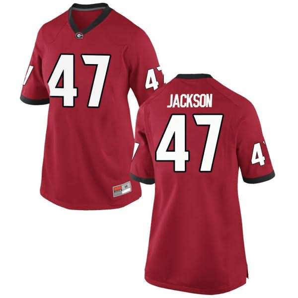 Women's Georgia Bulldogs #47 Dan Jackson Red Game College NCAA Football Jersey YWF48M6I